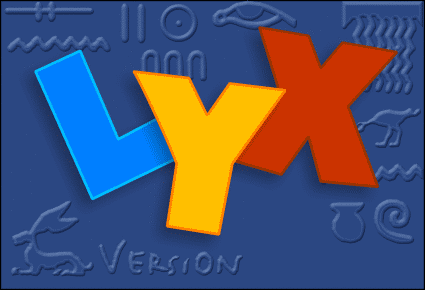 Verweis auf http://www.lyx.org. Quelle und Grafiklizenz: http://wiki.lyx.org/uploads/LyX/SplashScreen/ und http://wiki.lyx.org/LyX/SplashScreen und http://wiki.lyx.org/LyX/Logotype